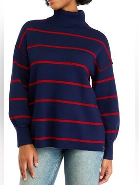 Olive & Oak Navy and Red Striped Turtleneck Sweater size XL New with tags